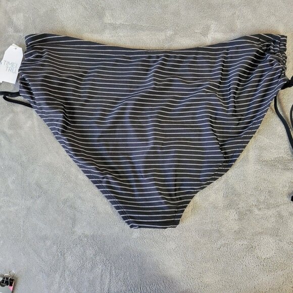 Time Tru Womens Bikini Bottom 2X 20W 22W Plus Swimwear Black Stripe STR33E - Picture 7 of 10